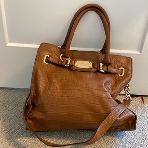 Michael Kors- XL Brown/Tan Crocodile Leather Hamilton Bag